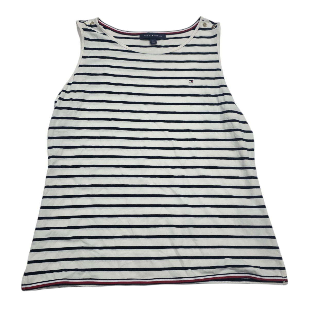 Playera Tommy Hilfiger Grande Sin Mangas Mujer Blancarayada