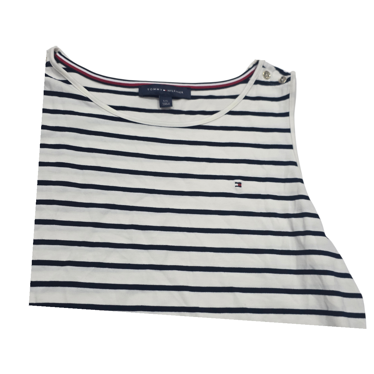 Playera Tommy Hilfiger Grande Sin Mangas Mujer Blancarayada