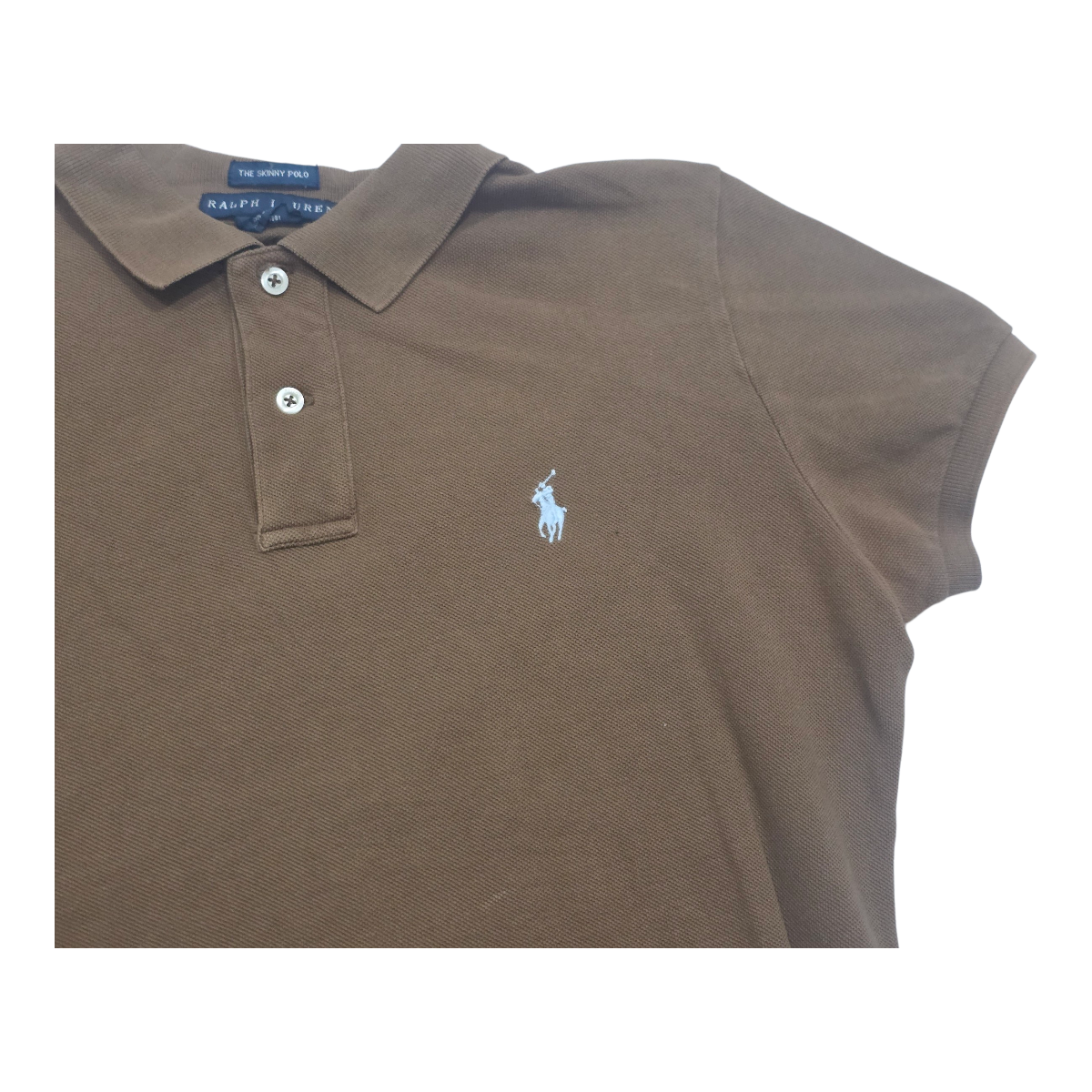 Playera Ralph Lauren The Skinny Polo Color Cafe Grande Mujer