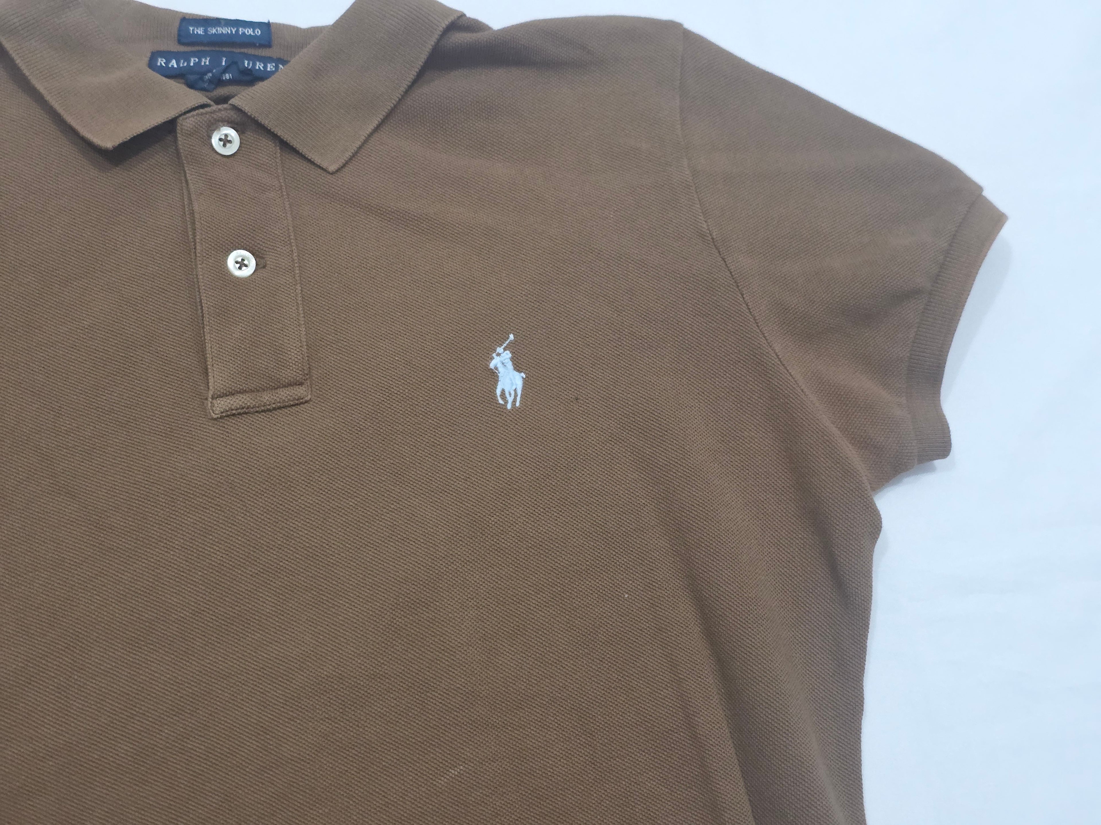 Playera Ralph Lauren The Skinny Polo Color Cafe Grande Mujer