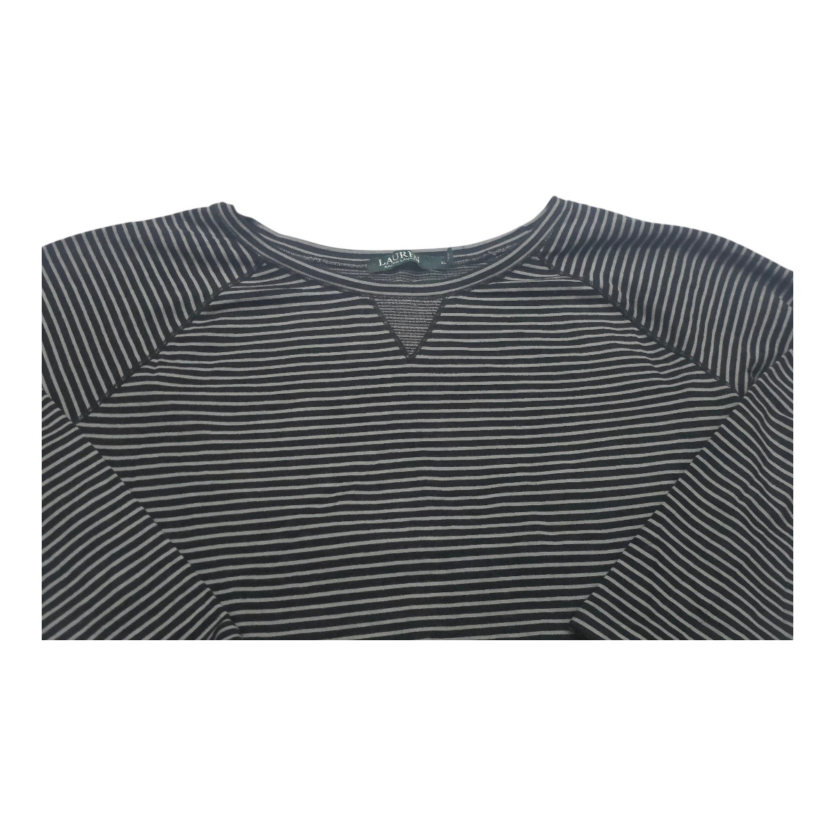 Playera Ralph Lauren Rayada De Mujer Talla Grande Gris