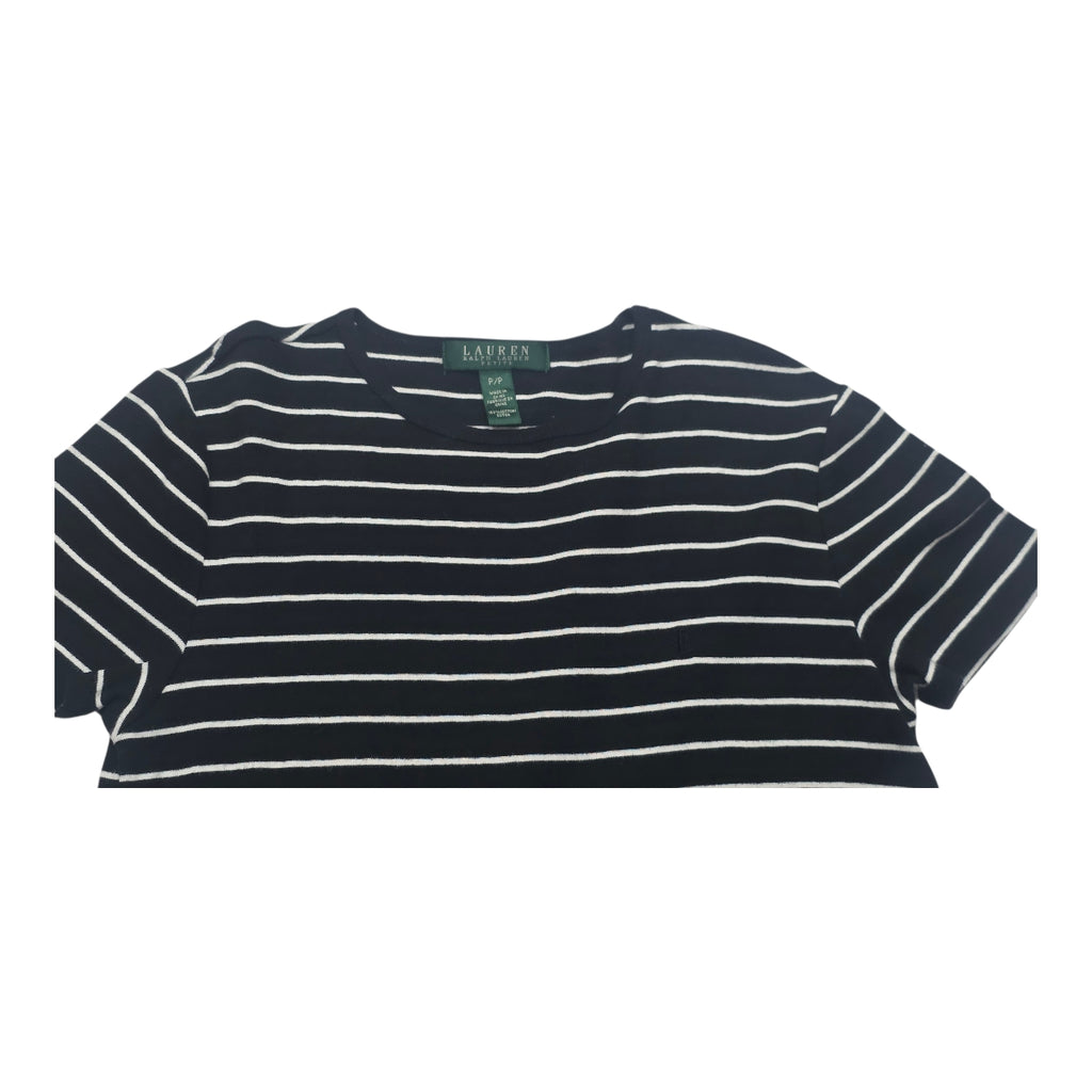 Playera Ralph Lauren Manga Corta Petite Negra/blanco