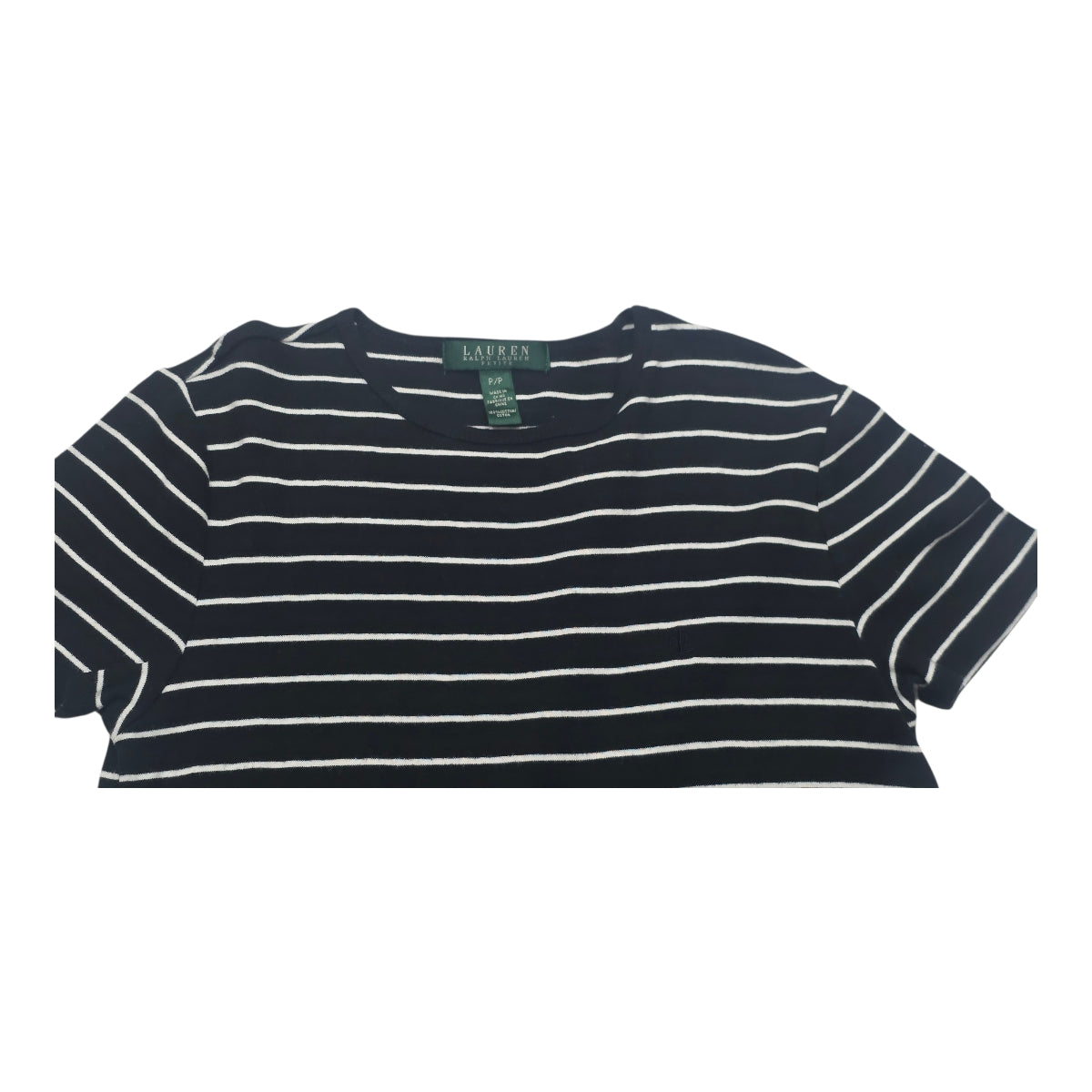Playera Ralph Lauren Manga Corta Petite Negra/blanco