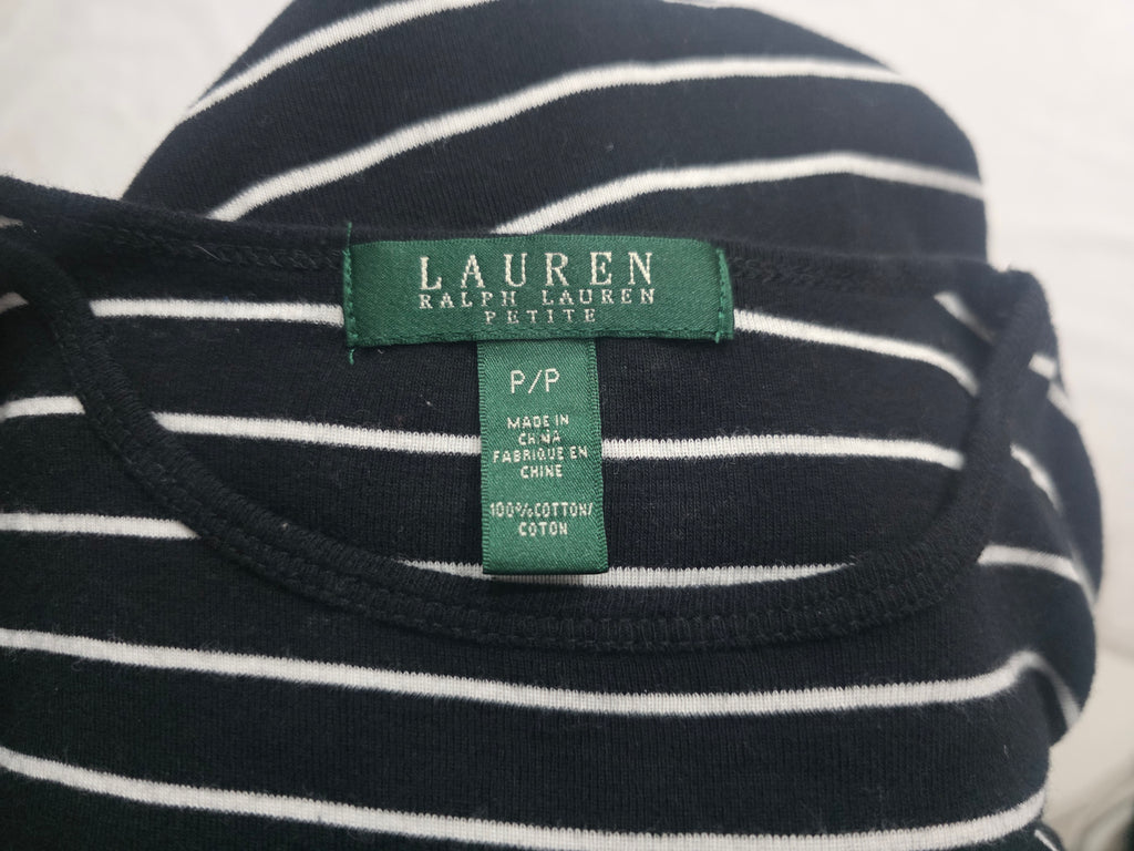 Playera Ralph Lauren Manga Corta Petite Negra/blanco