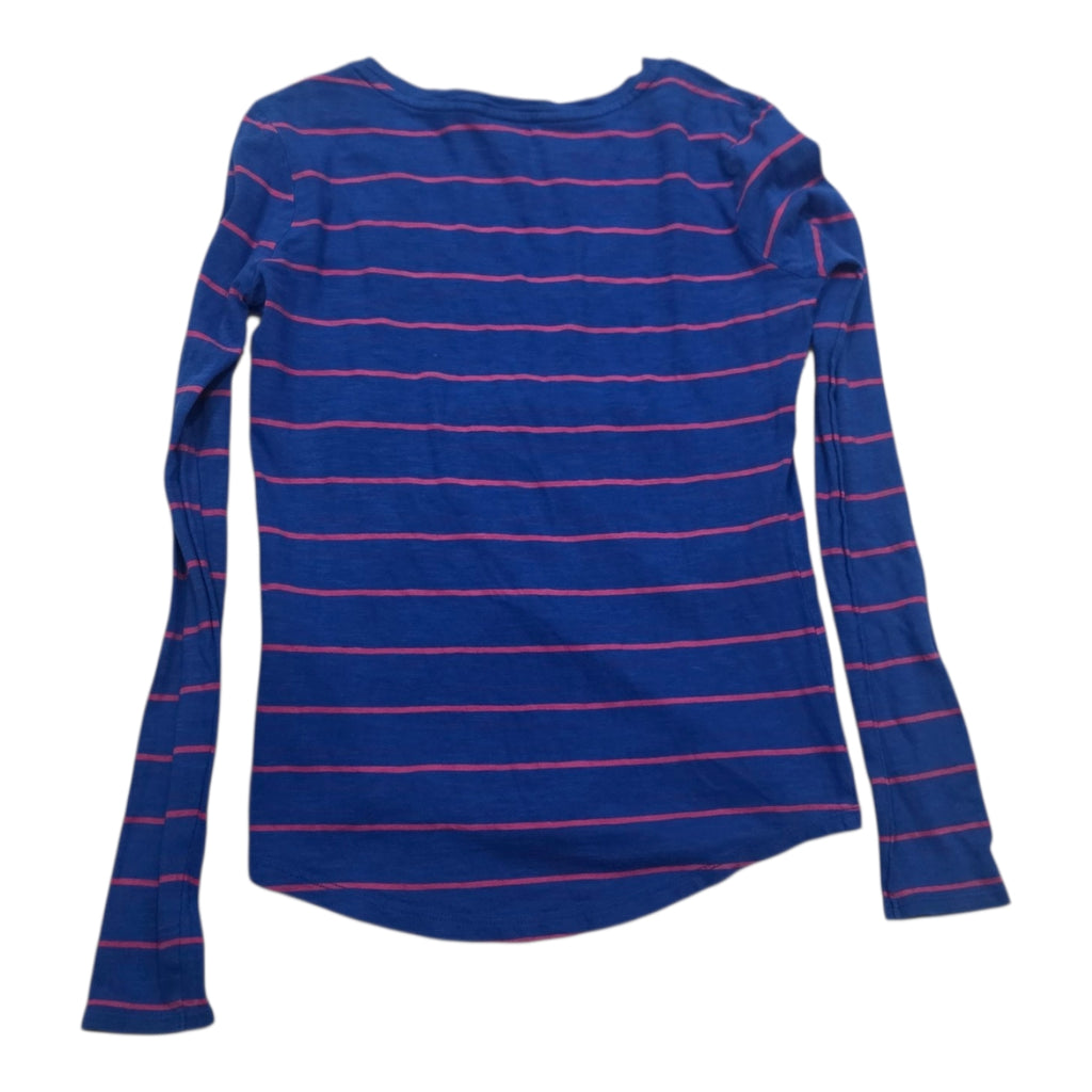 Playera Ralph Lauren Sport Azul Con Lineas Rosas Extra Chica