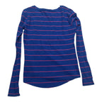 Playera Ralph Lauren Sport Azul Con Lineas Rosas Extra Chica