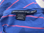 Playera Ralph Lauren Sport Azul Con Lineas Rosas Extra Chica