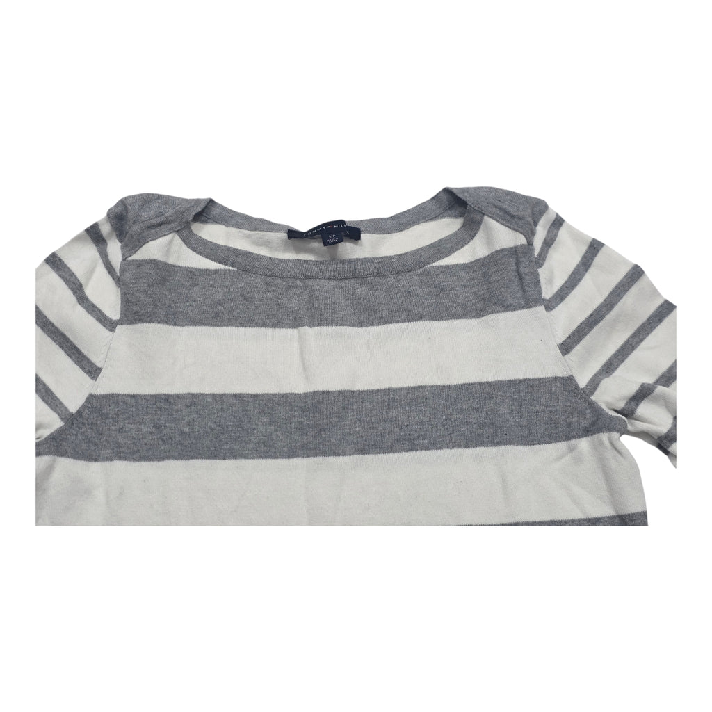 Sueter Tommy Hilfiger De Mujer Talla Chica Gris Con Blanco