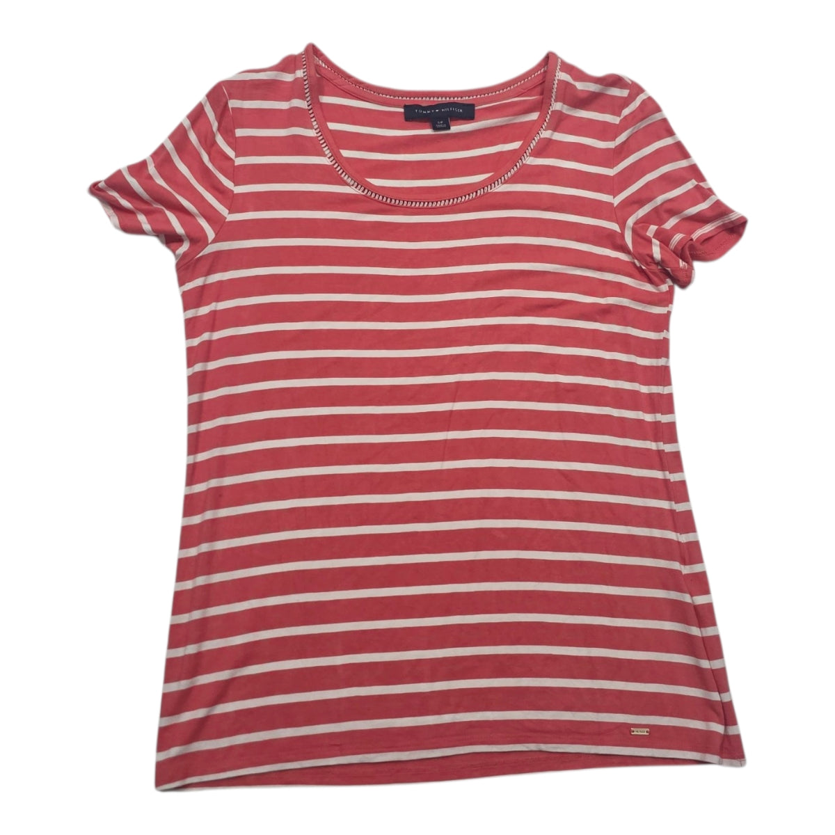 Playera Tommy Hilfiger Mujer Talla Chica Color Coral Rayada
