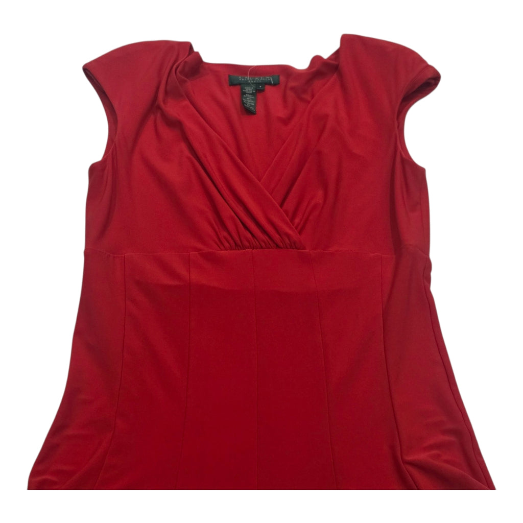 Vestido Ralph Lauren Talla 4 Rojo Manga Corta Cuello V