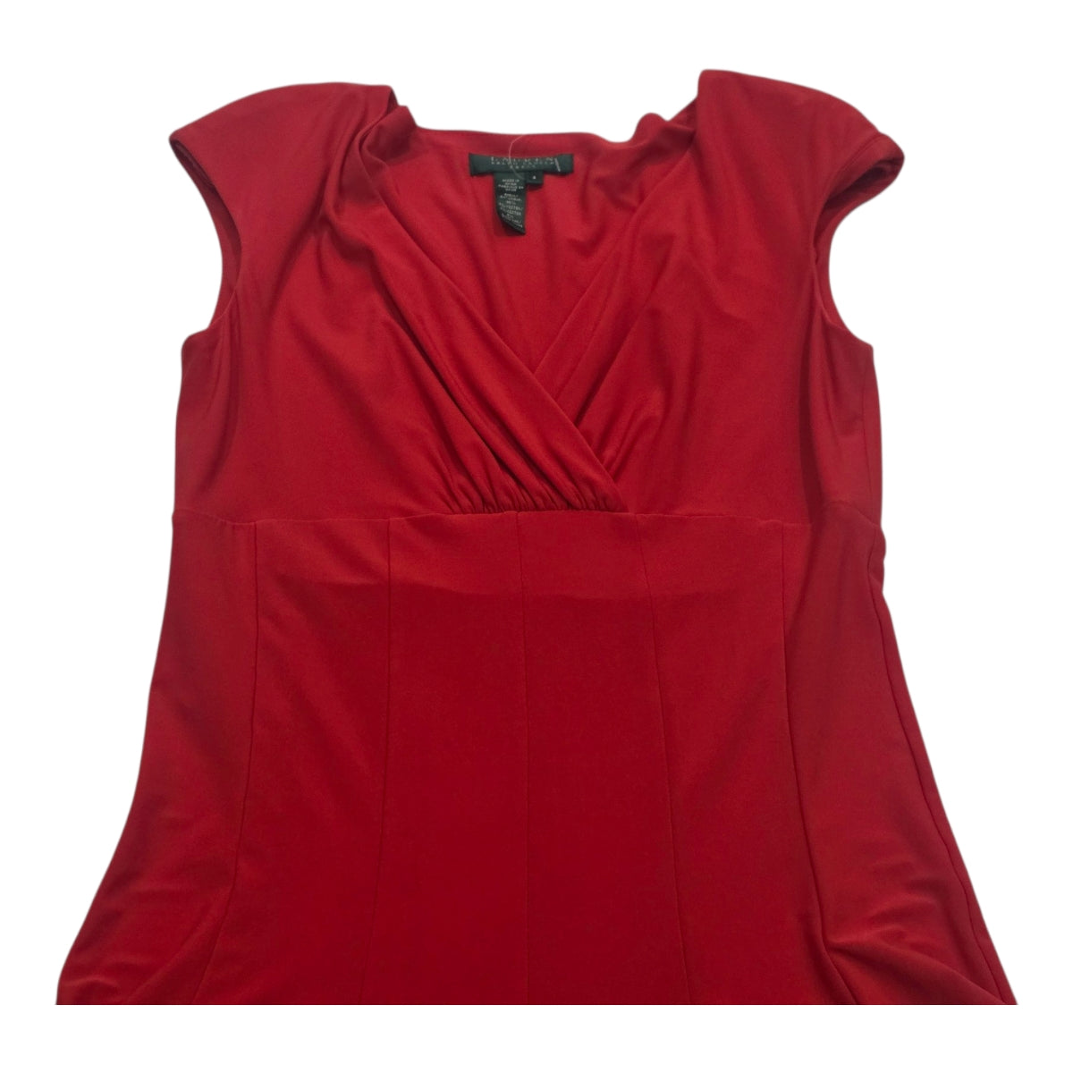 Vestido Ralph Lauren Talla 4 Rojo Manga Corta Cuello V