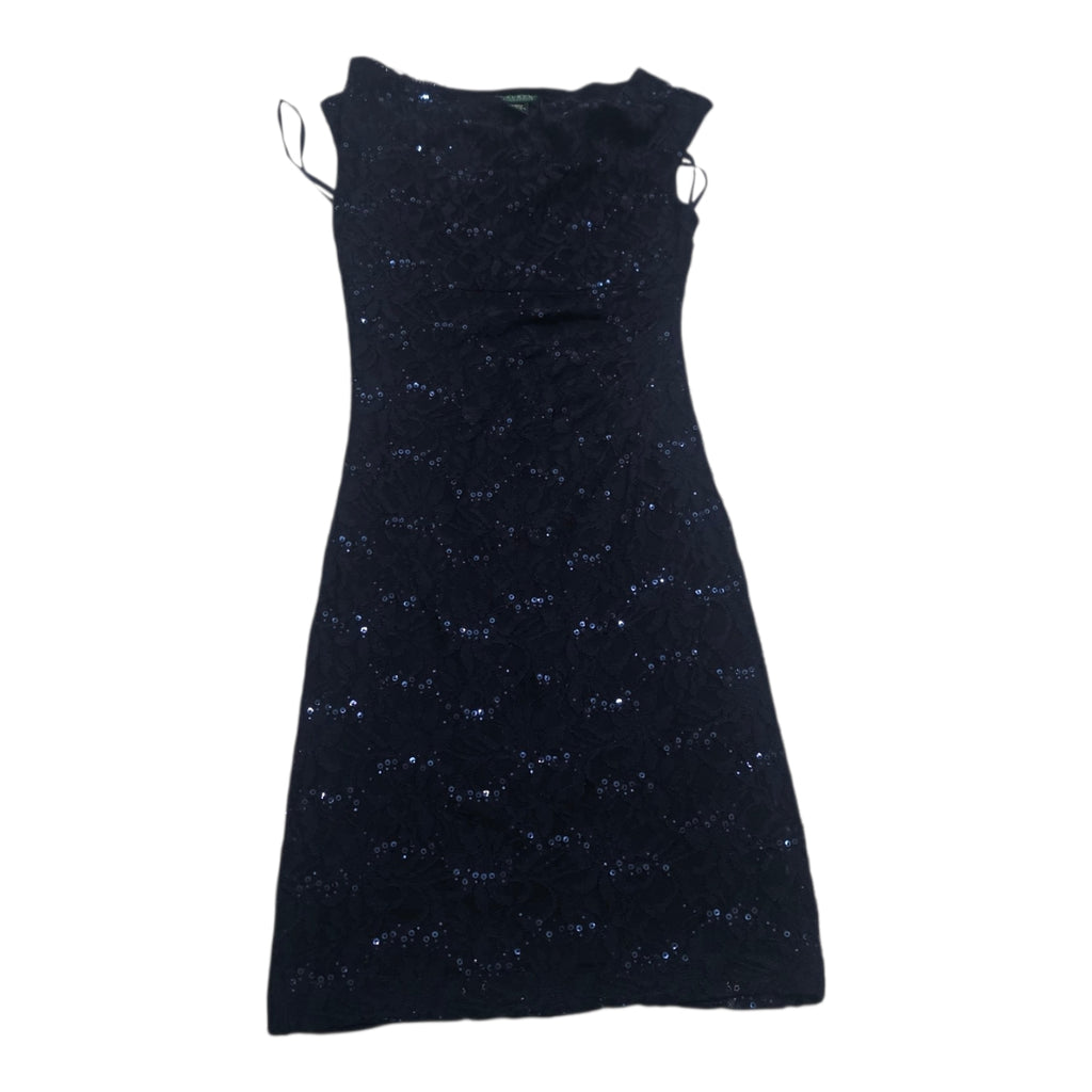Vestido Ralph Lauren 6 Manga Corta Con Lentejuelas Azul