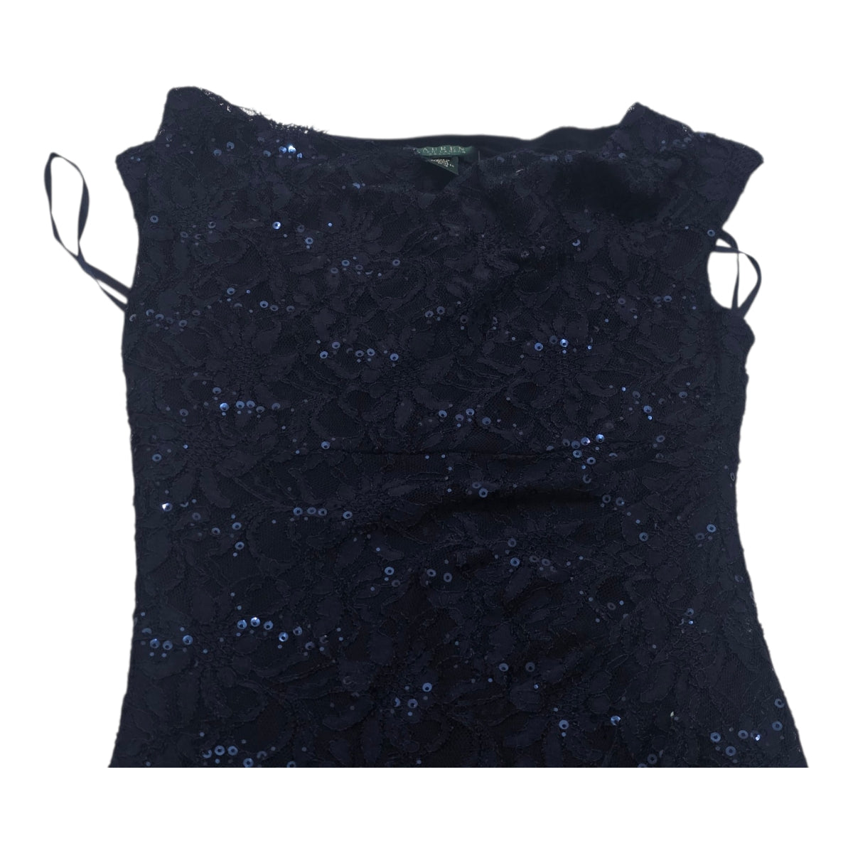 Vestido Ralph Lauren 6 Manga Corta Con Lentejuelas Azul