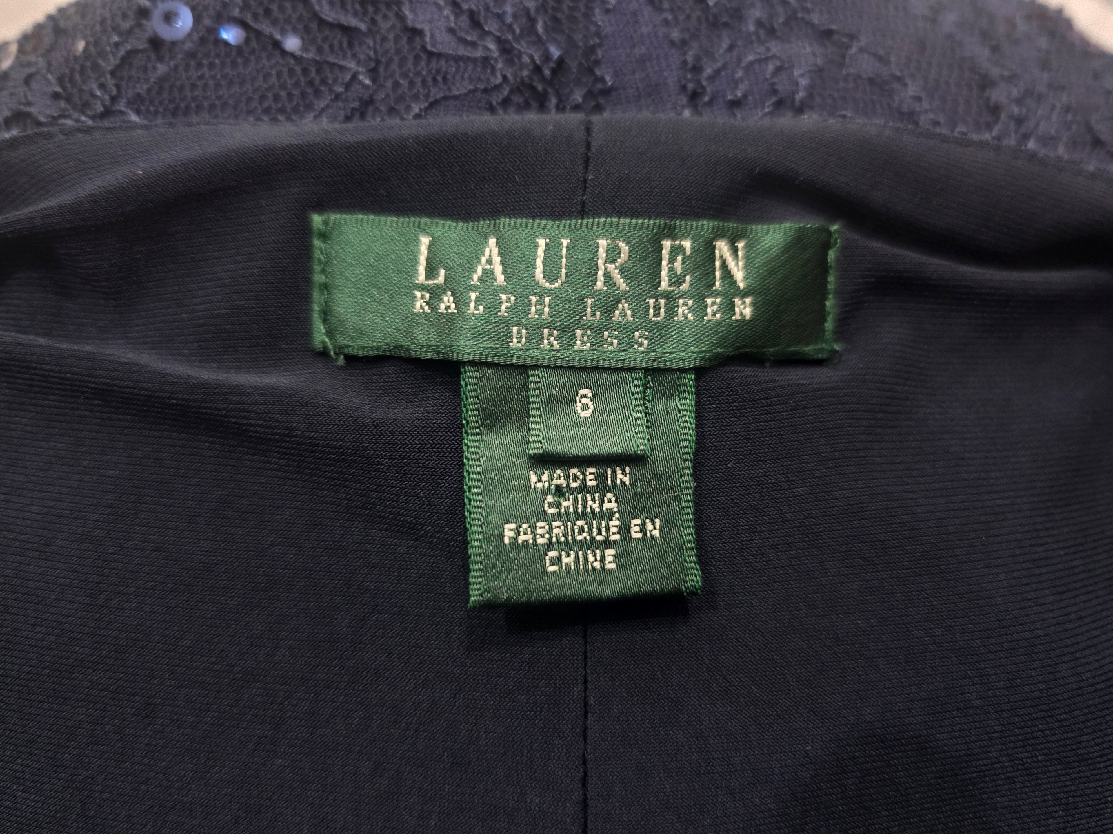 Vestido Ralph Lauren 6 Manga Corta Con Lentejuelas Azul