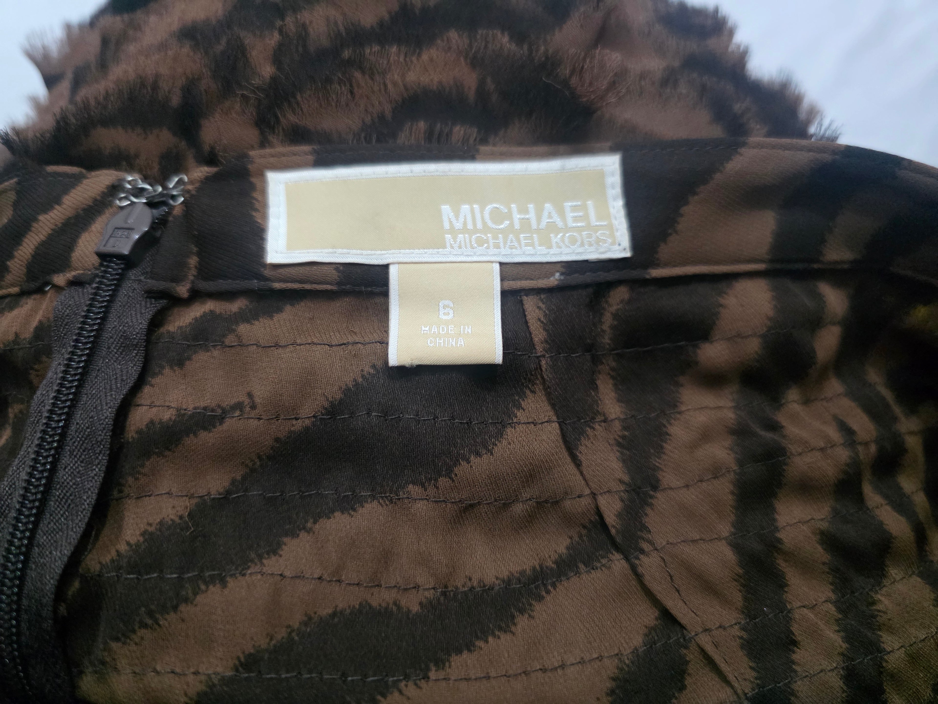 Falda Michael Kors De Mujer Talla 6 Cafe Animal Print