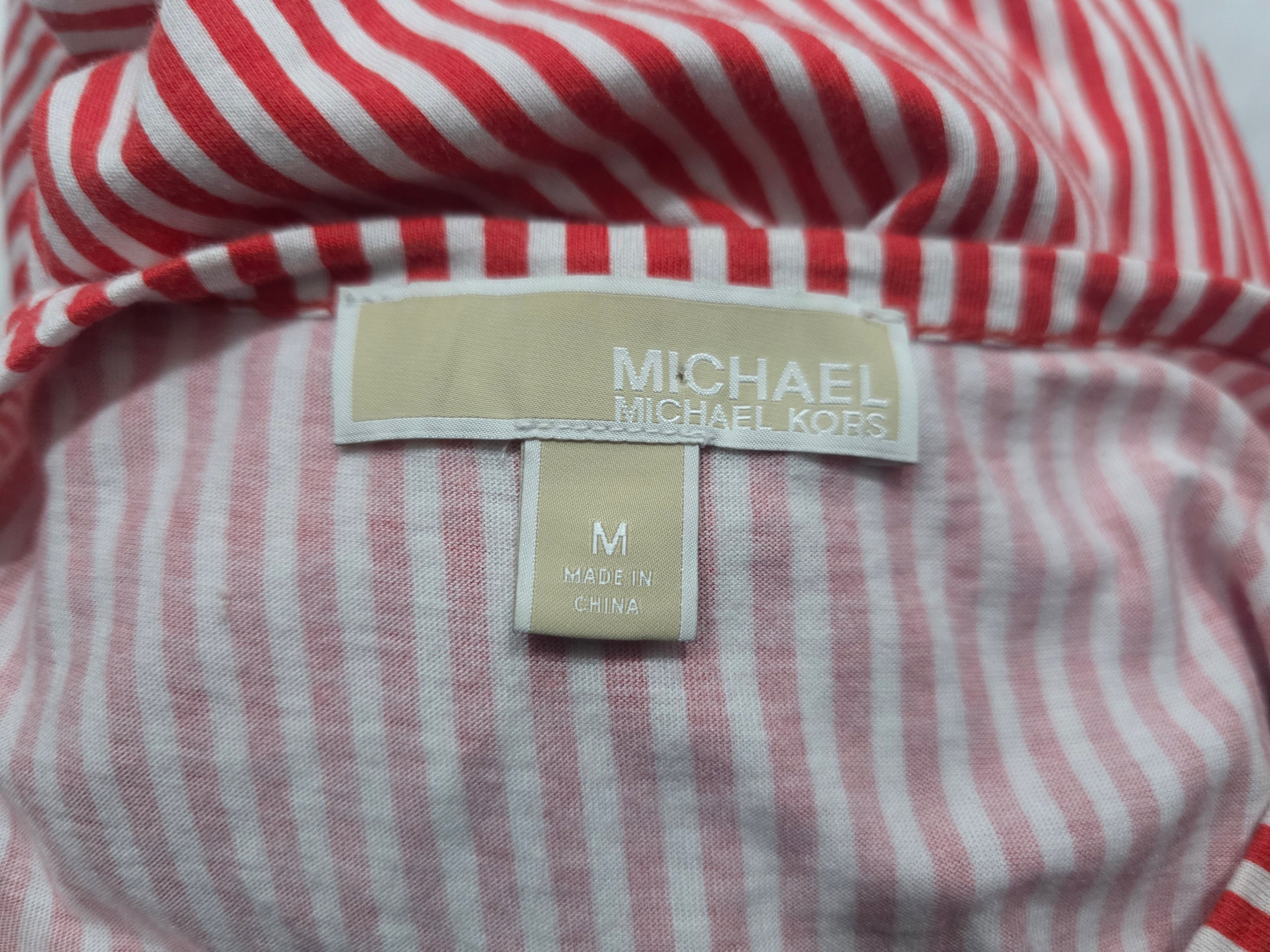Blusa Michael Kors Mujer Mediana Coral Rayada Manga Corta