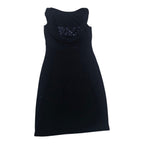 Vestido Ralph Lauren De Mujer Talla 10 Azul Marino Drapeado