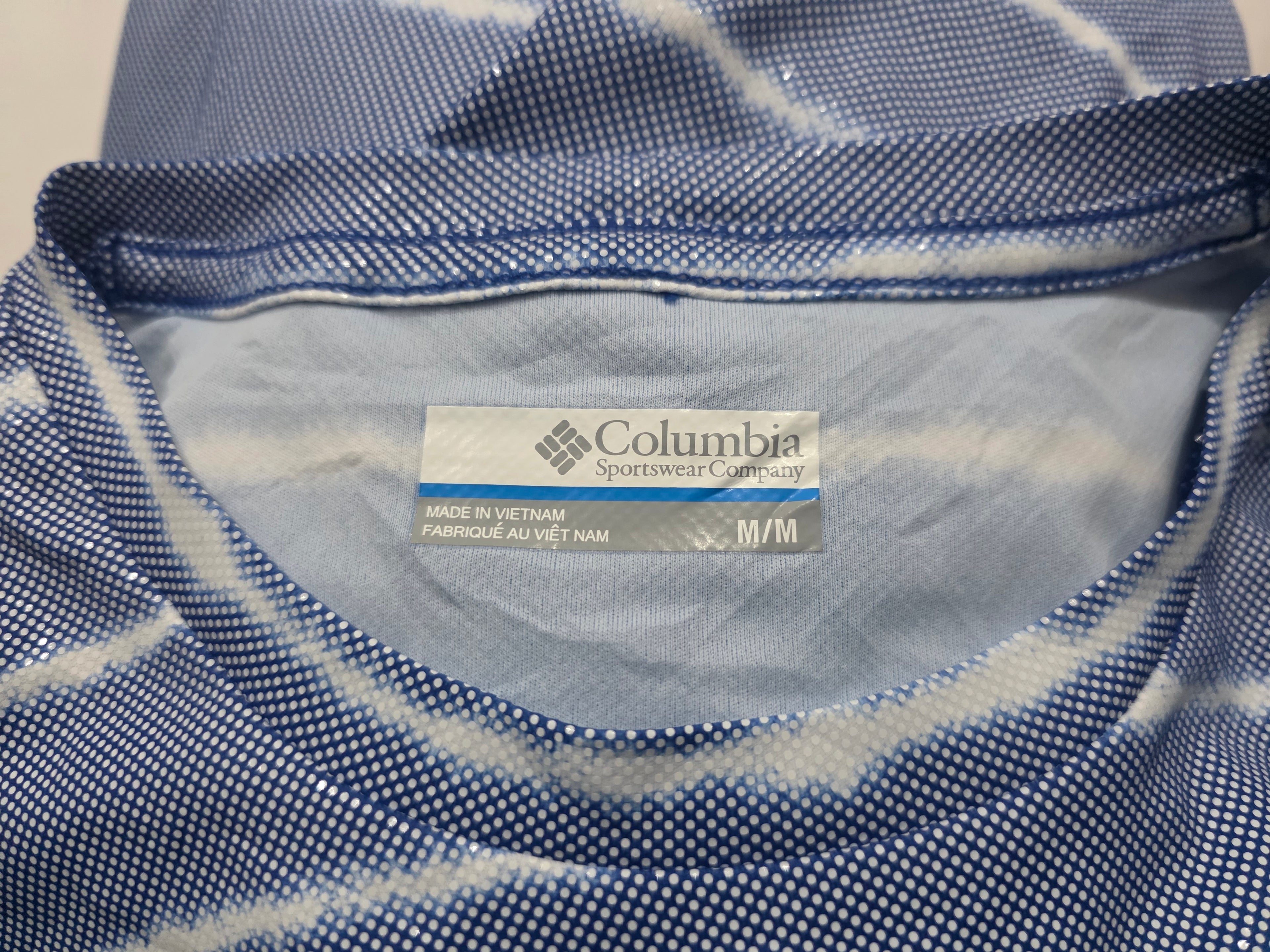 Playera Columbia De Mujer Azul Con Lineas Brillante