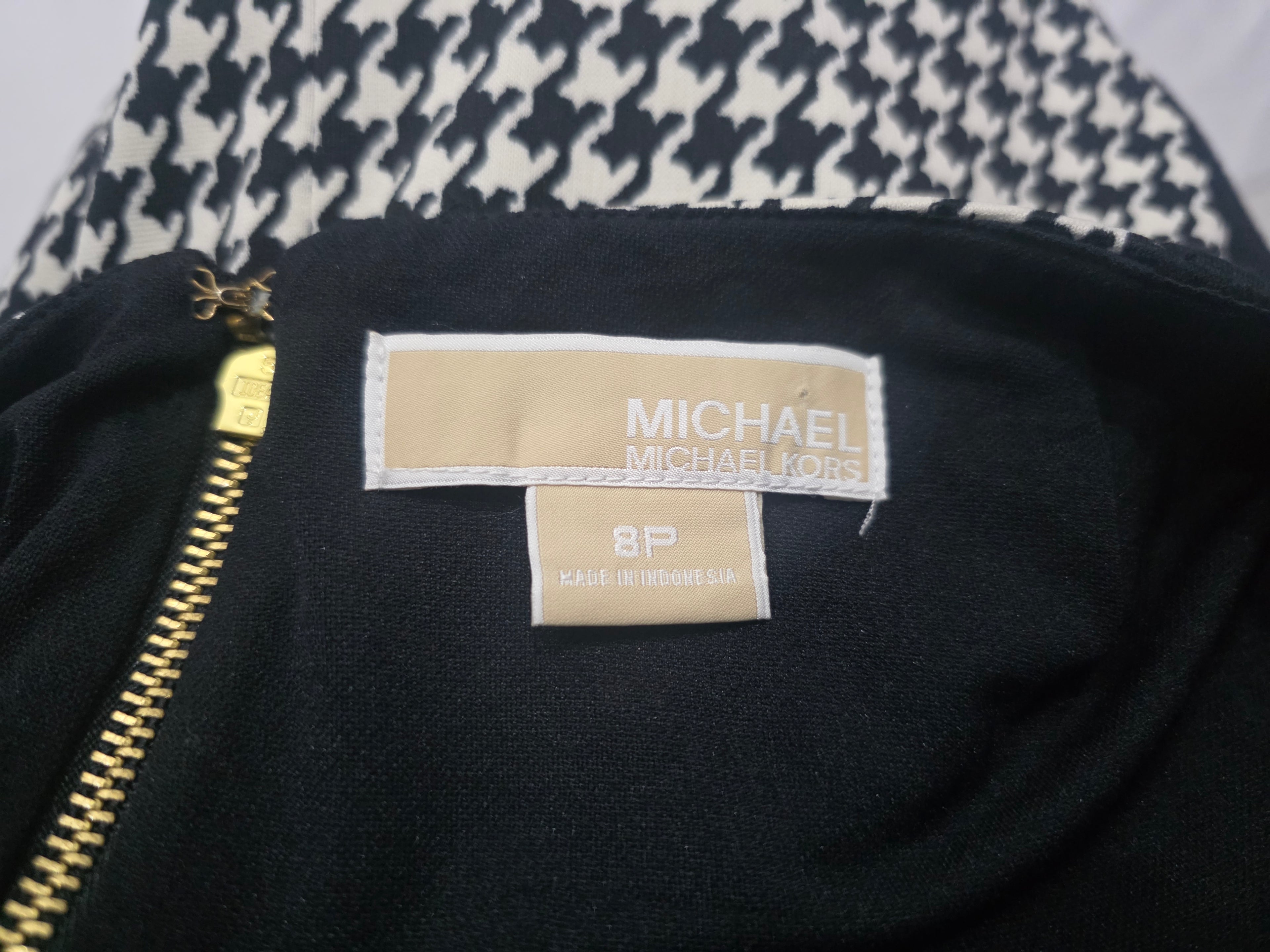 Falda Michael Kors Lápiz, Negra Con Cuadros