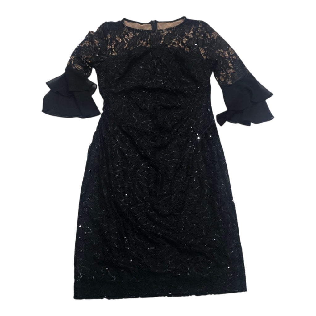 Vestido Ralph Lauren 10 Negro Con Encaje Manga Amplia