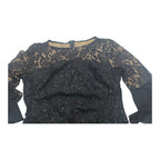 Vestido Ralph Lauren 10 Negro Con Encaje Manga Amplia