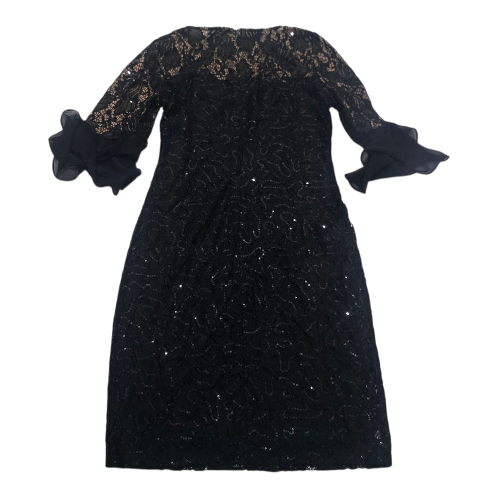 Vestido Ralph Lauren 10 Negro Con Encaje Manga Amplia