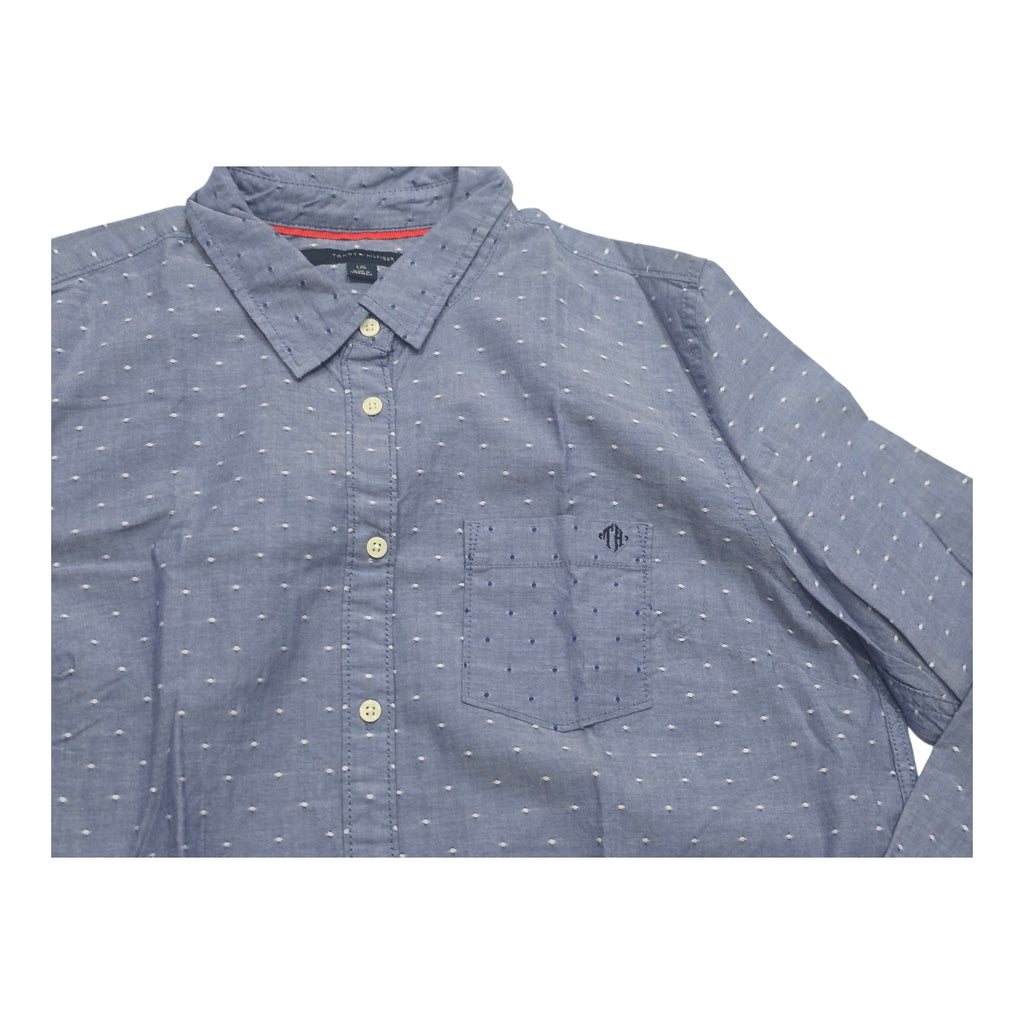 Camisa Tommy Hilfiger Mujer Azul Acero Con Lunares Grande