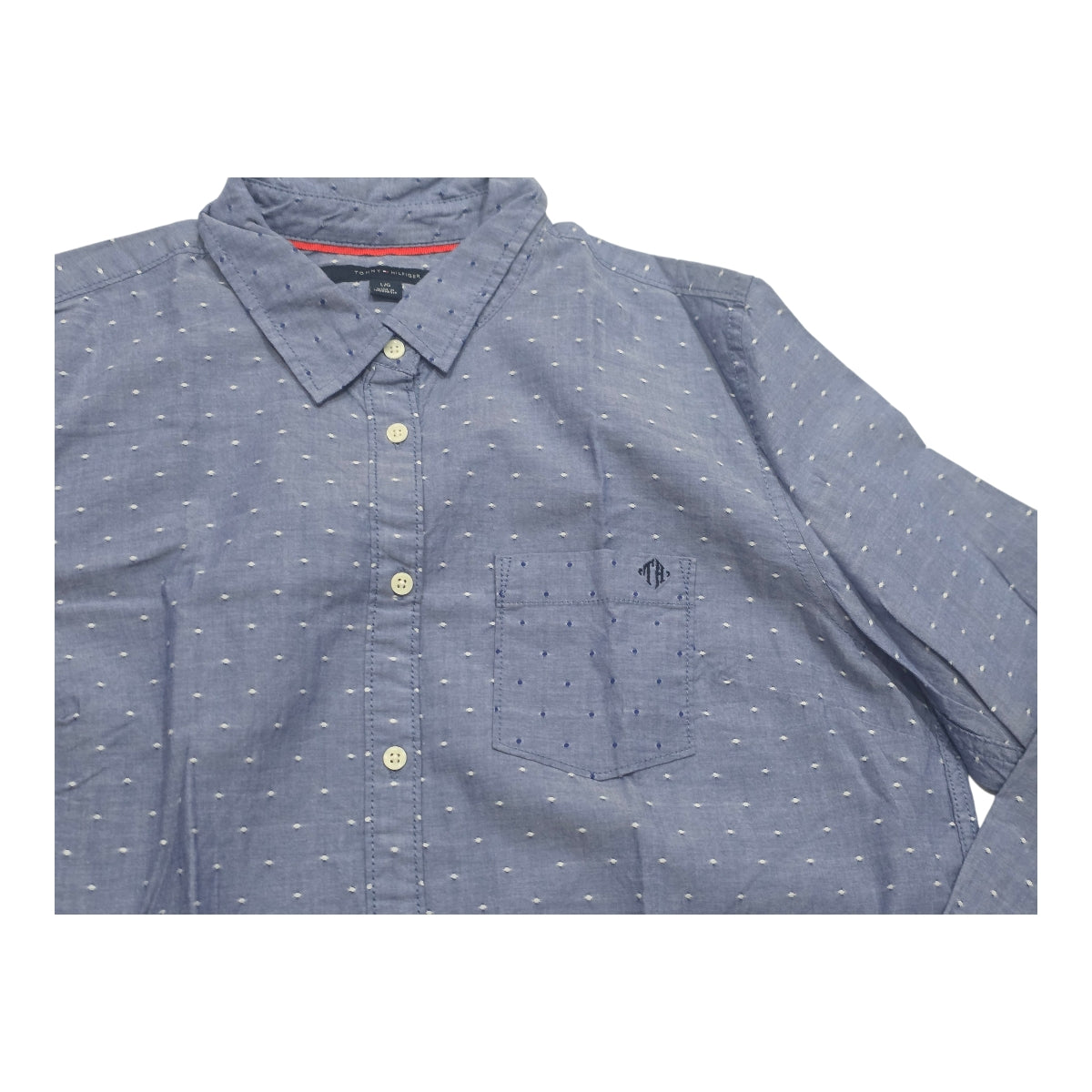 Camisa Tommy Hilfiger Mujer Azul Acero Con Lunares Grande