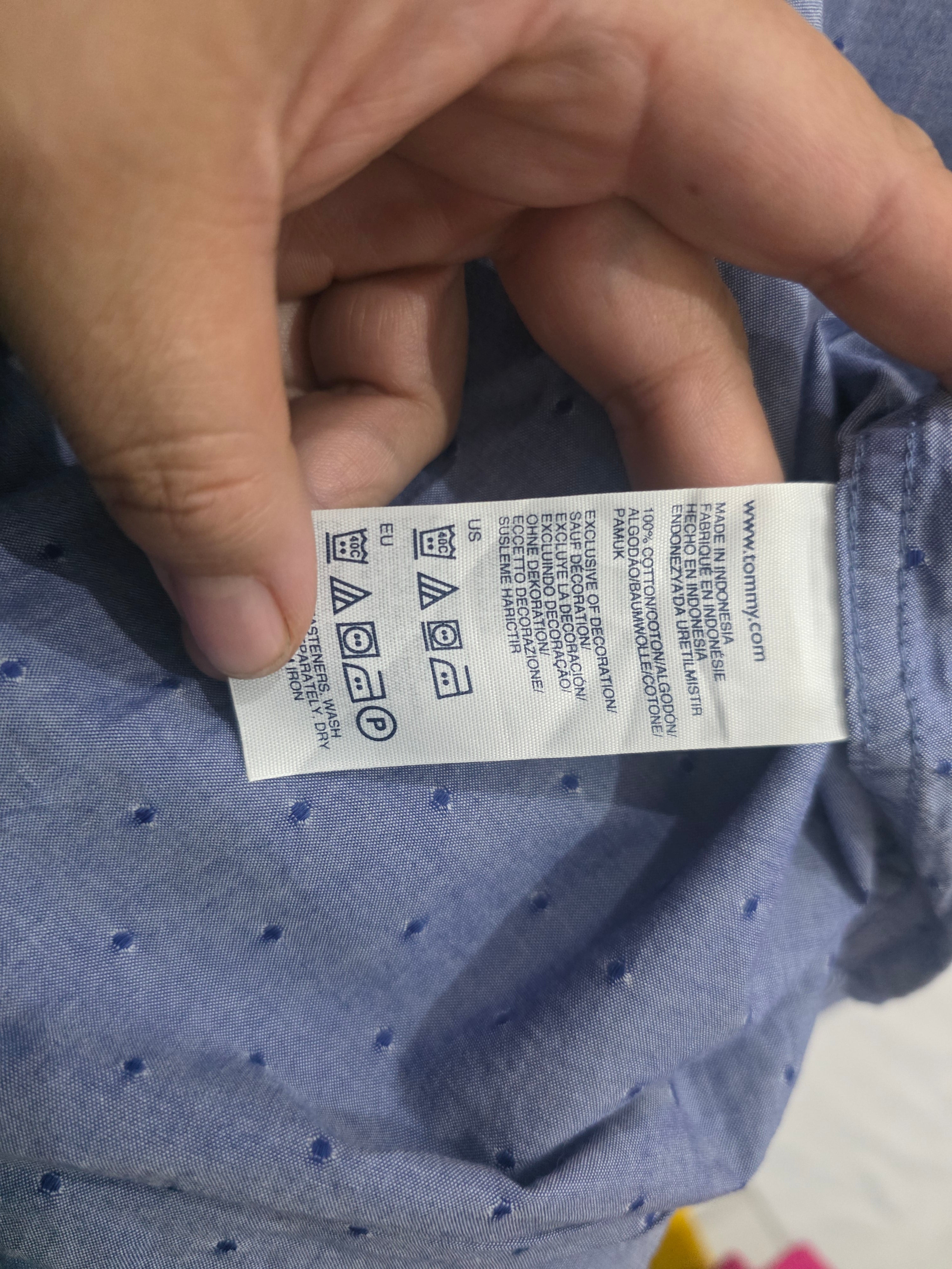 Camisa Tommy Hilfiger Mujer Azul Acero Con Lunares Grande
