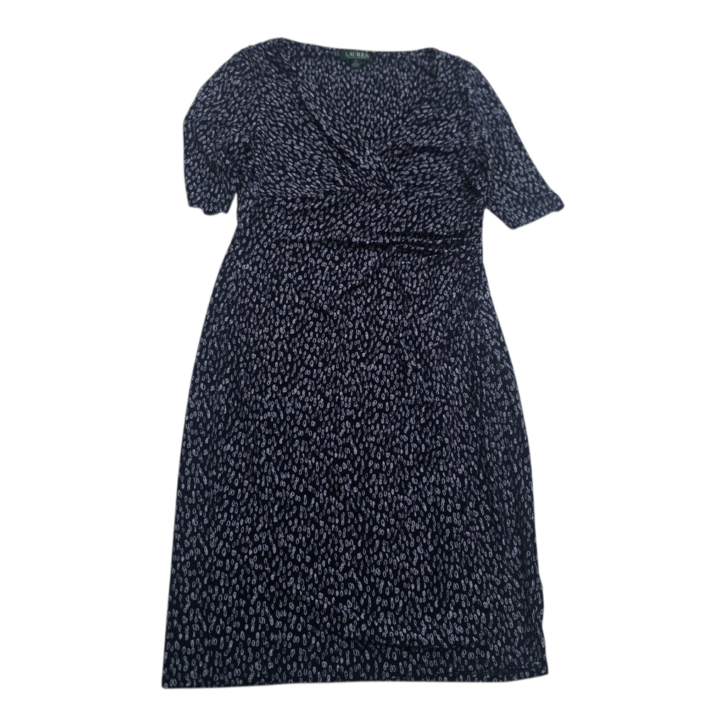 Vestido Ralph Lauren Manga Corta Talla 12 Azul Con Figuras