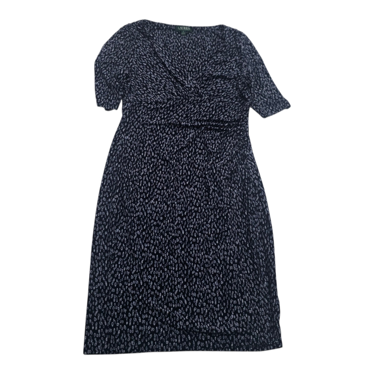 Vestido Ralph Lauren Manga Corta Talla 12 Azul Con Figuras