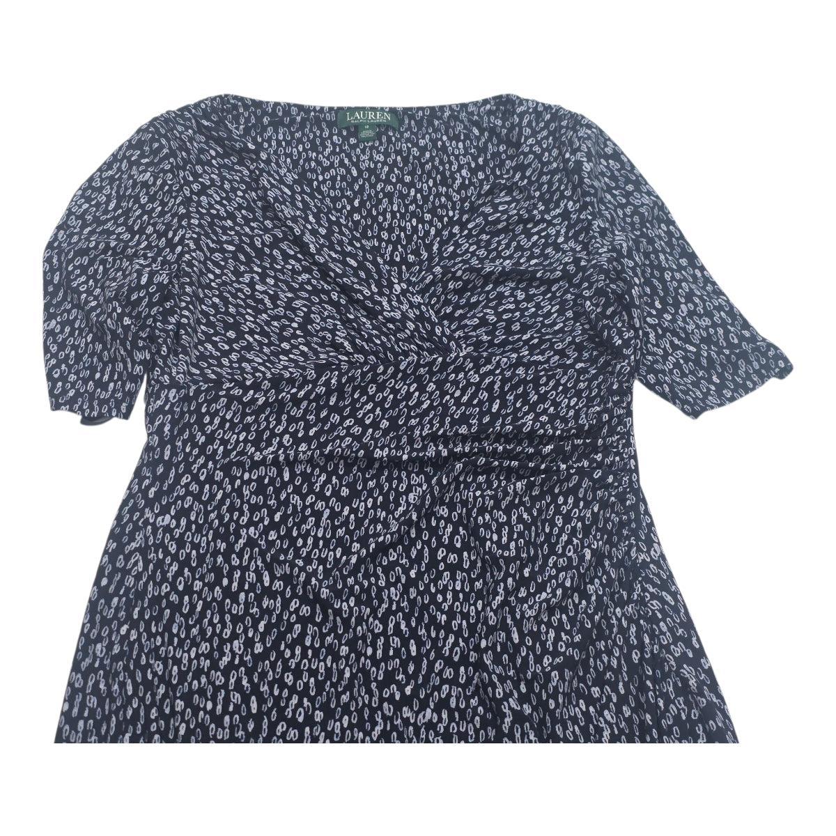 Vestido Ralph Lauren Manga Corta Talla 12 Azul Con Figuras
