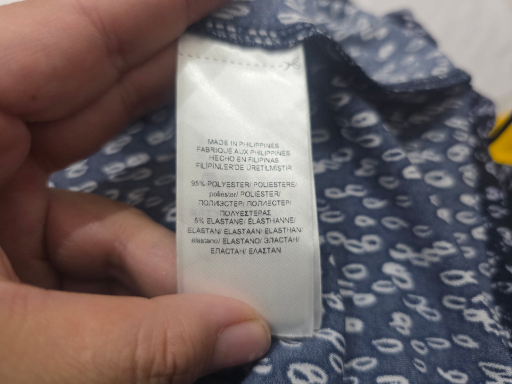 Vestido Ralph Lauren Manga Corta Talla 12 Azul Con Figuras
