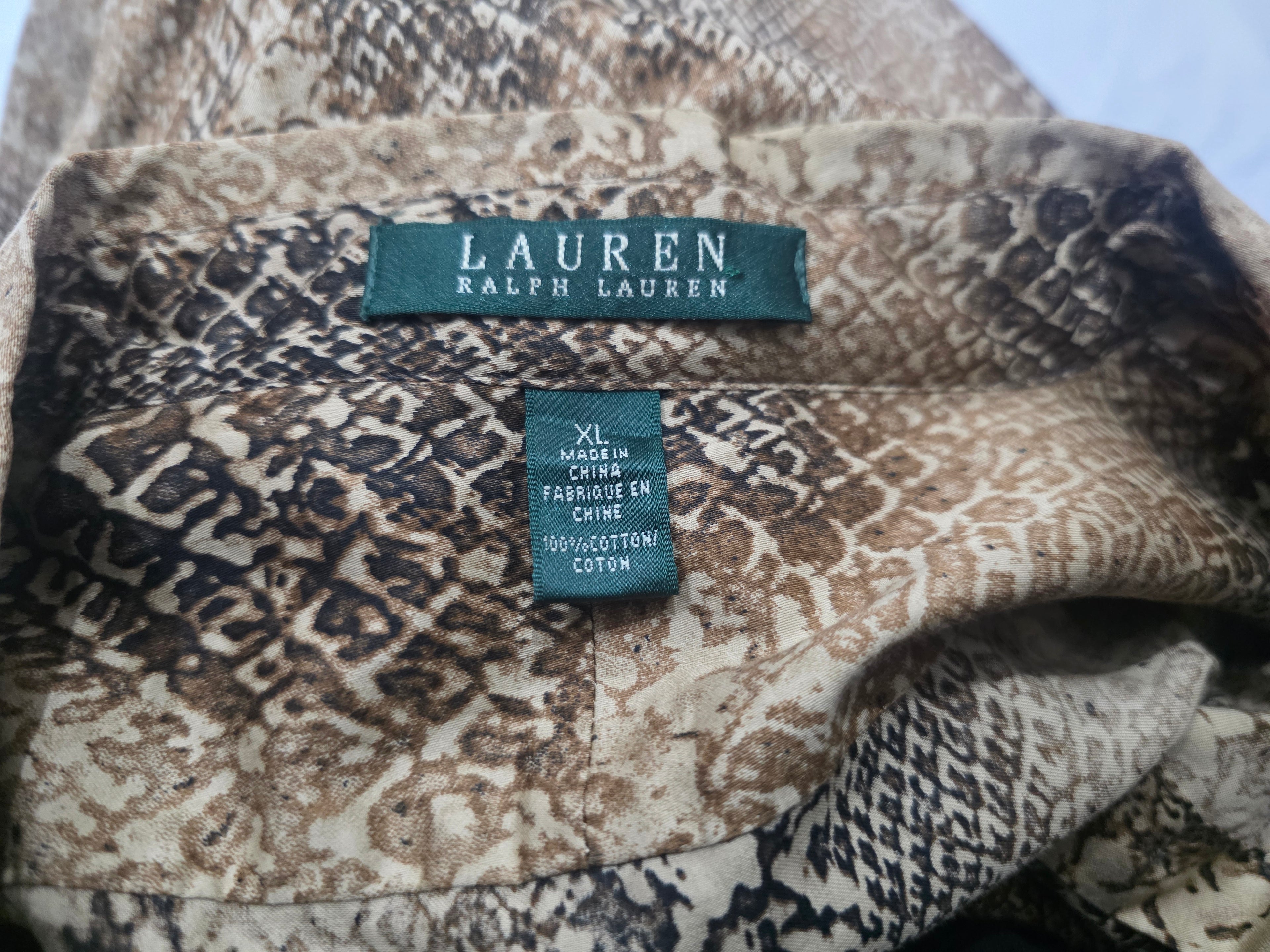 Camisa Ralph Lauren Extra Grande Cafe Animal Print