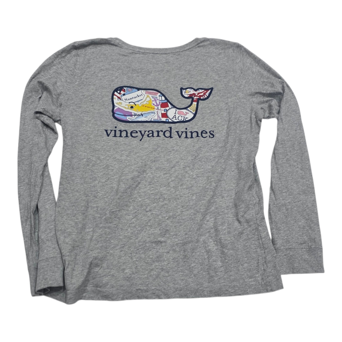 Playera Vineyard Vines Mujer Mediana Color Gris Manga Larga