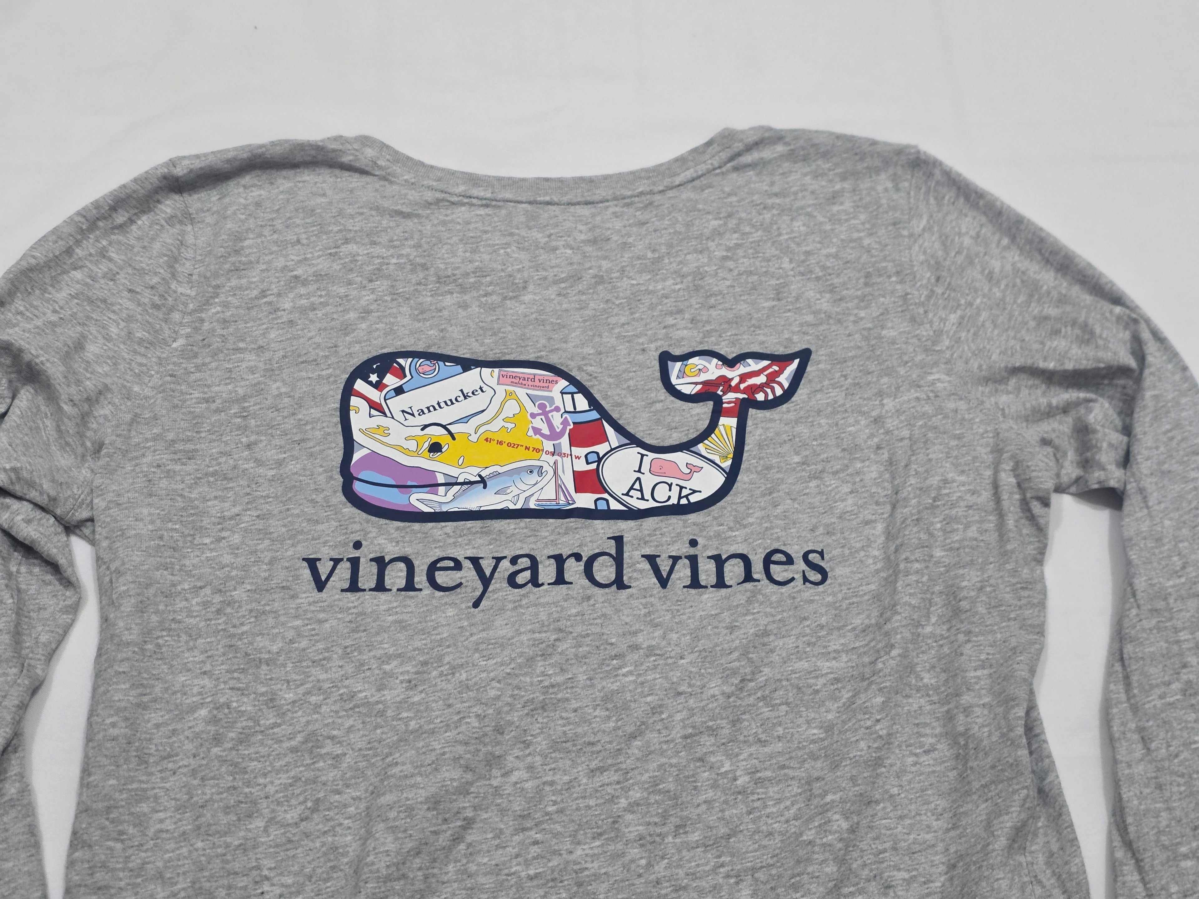 Playera Vineyard Vines Mujer Mediana Color Gris Manga Larga