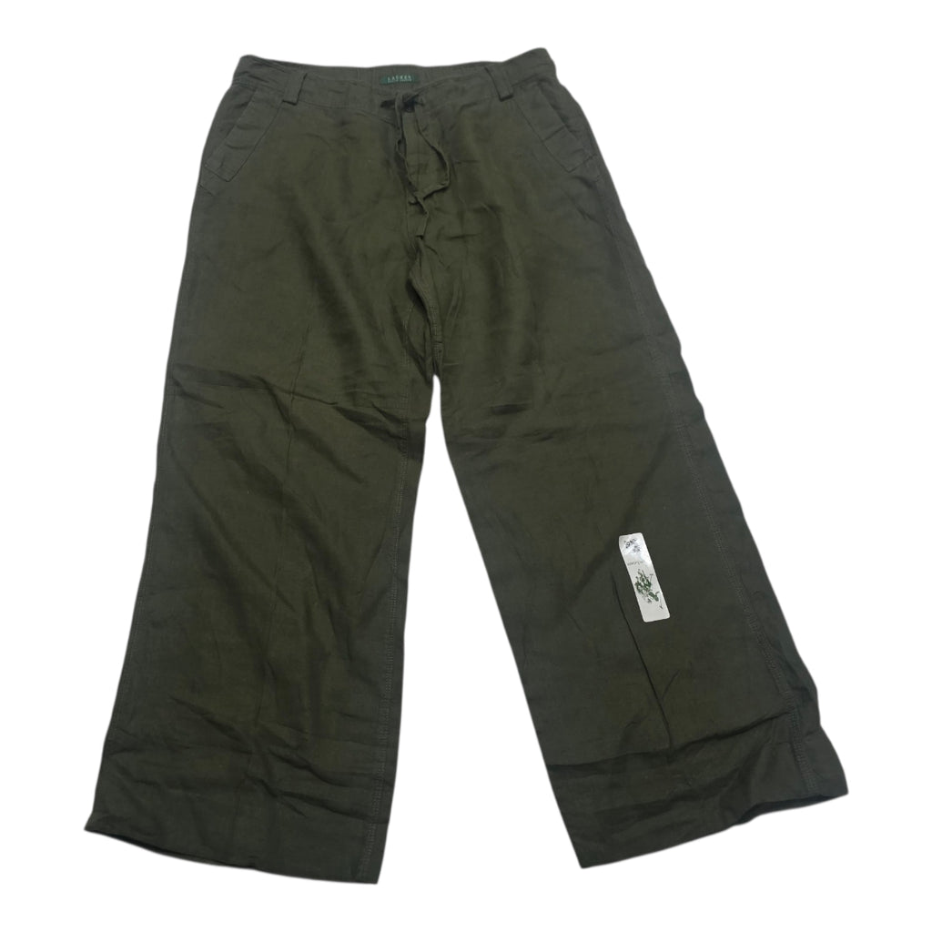 Pantalon De Lino Ralph Lauren De Mujer Talla 16 Color Verde