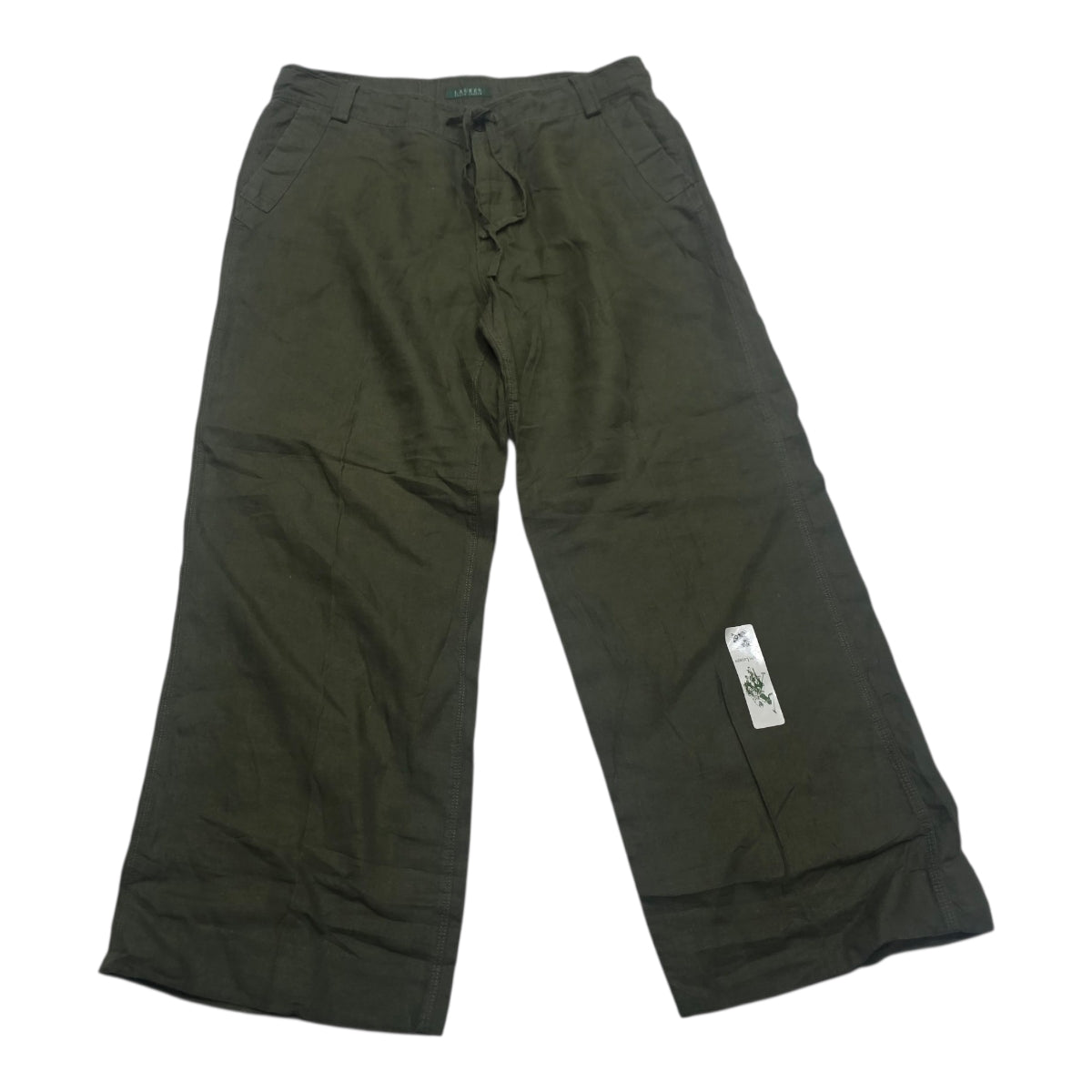 Pantalon De Lino Ralph Lauren De Mujer Talla 16 Color Verde
