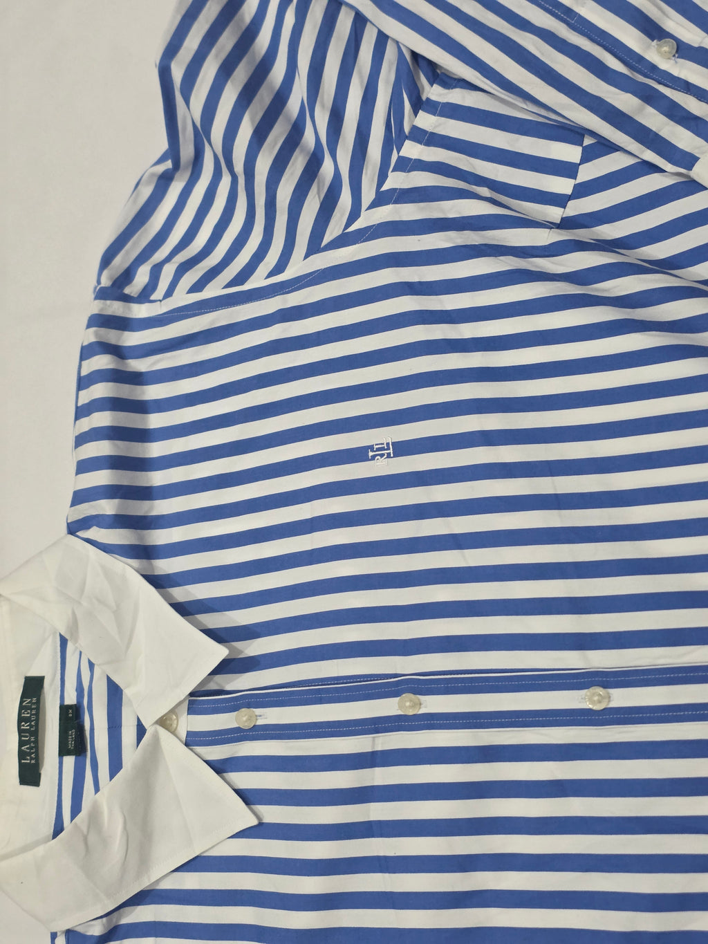 Camisa Ralph Lauren De Mujer Talla 2x Blanca Con Azul