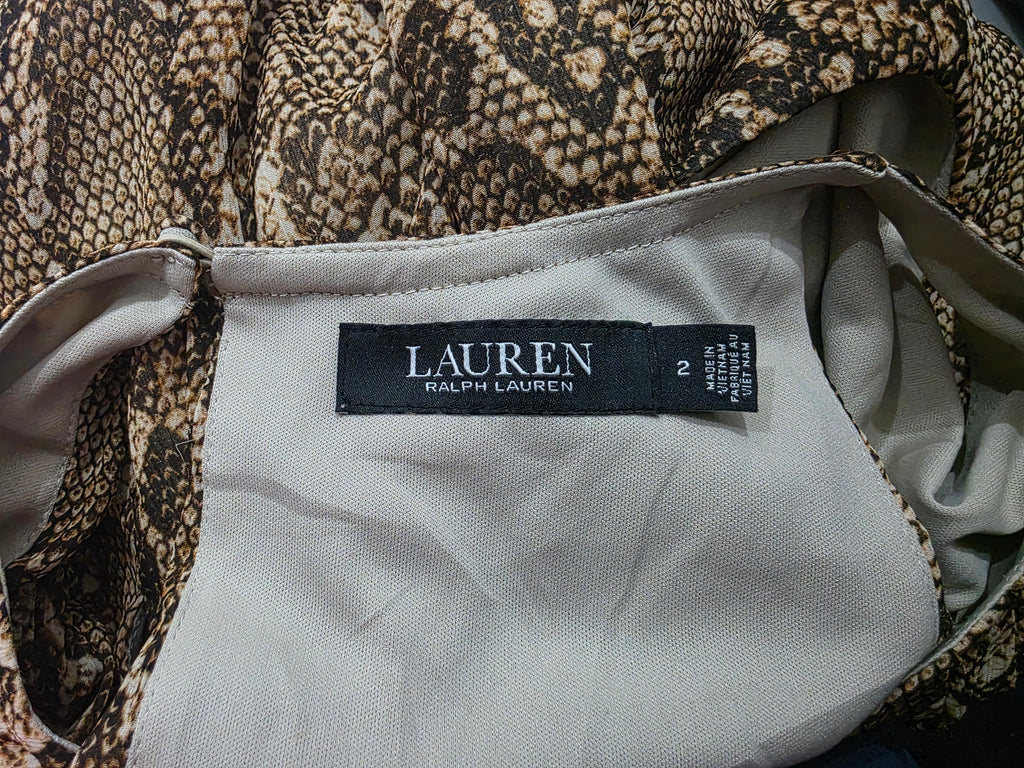 Vestido Ralph Lauren Talla 2 Animal Print Color Cafe