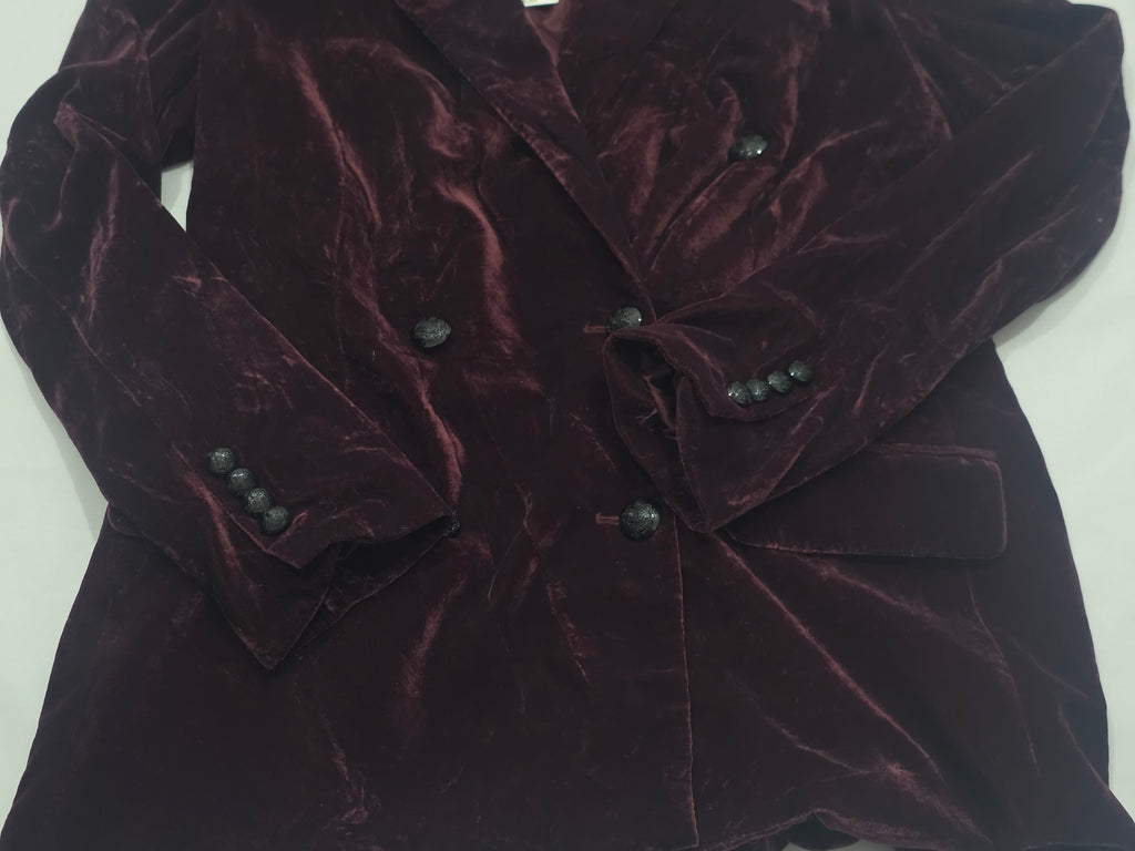 Blazer De Terciopelo Ralph Lauren Color Vino Talla 6