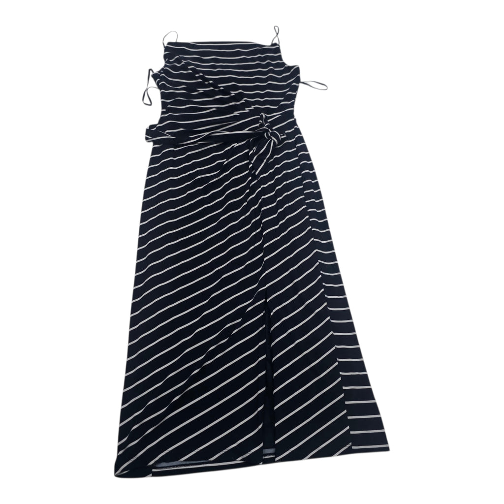 Maxi Vestido Ralph Lauren De Mujer Talla 8 Azul Con Lineas