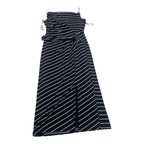 Maxi Vestido Ralph Lauren De Mujer Talla 8 Azul Con Lineas