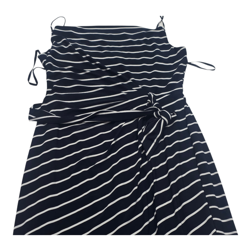 Maxi Vestido Ralph Lauren De Mujer Talla 8 Azul Con Lineas