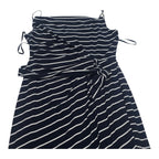 Maxi Vestido Ralph Lauren De Mujer Talla 8 Azul Con Lineas