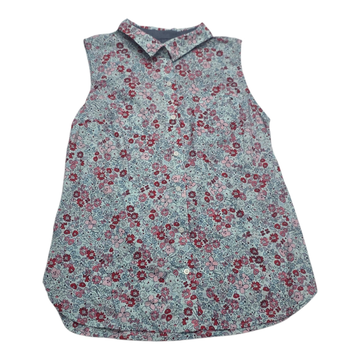 Camisa Sin Mangas Tommy Hilfiger Azul Floreada Mediana
