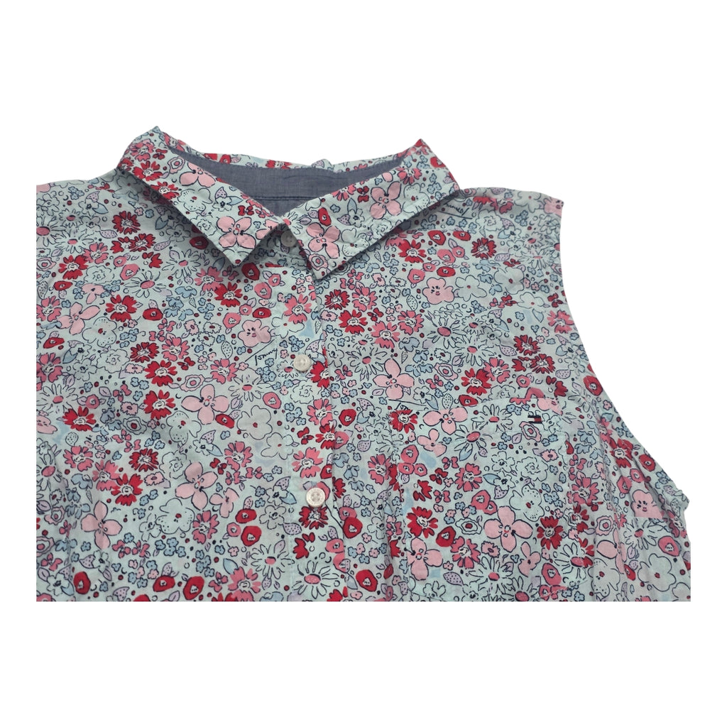 Camisa Sin Mangas Tommy Hilfiger Azul Floreada Mediana