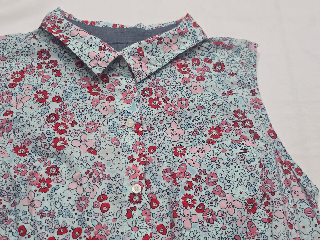 Camisa Sin Mangas Tommy Hilfiger Azul Floreada Mediana