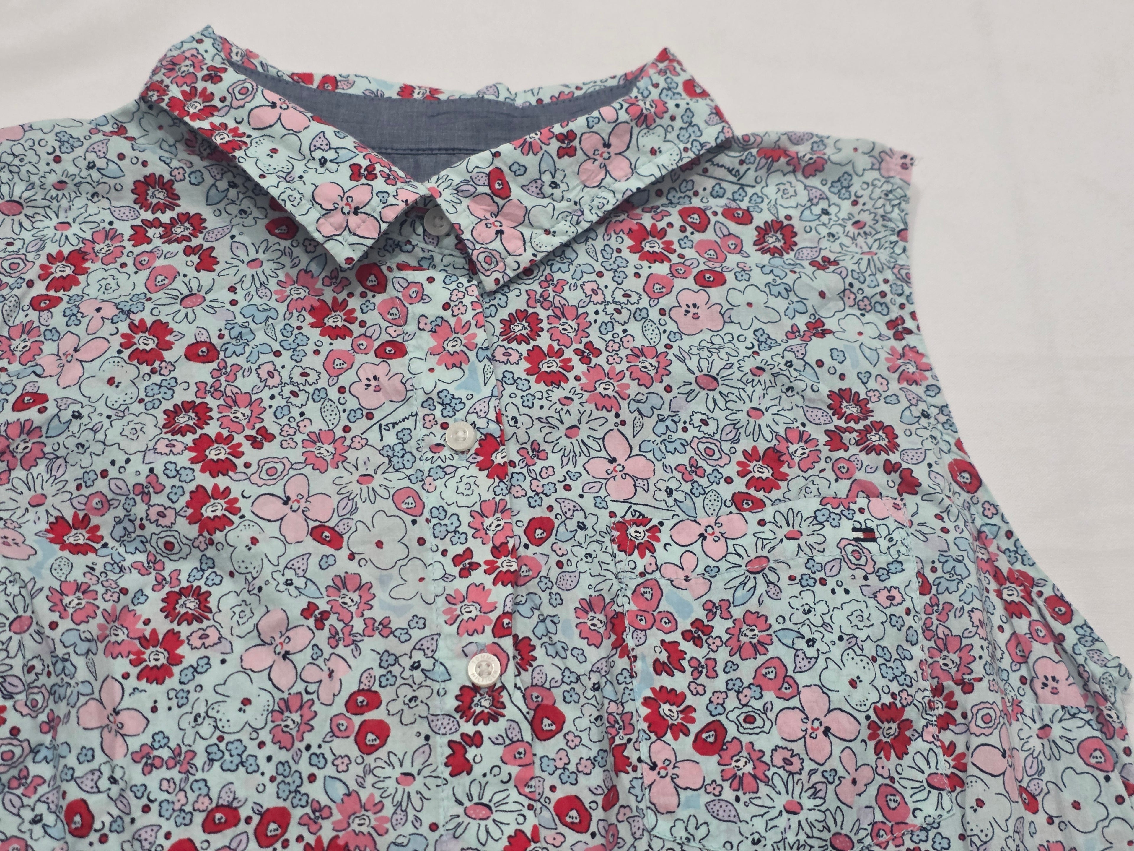 Camisa Sin Mangas Tommy Hilfiger Azul Floreada Mediana