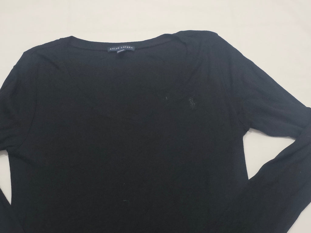 Playera Ralph Lauren Manga Larga Mujer Grande Color Negro